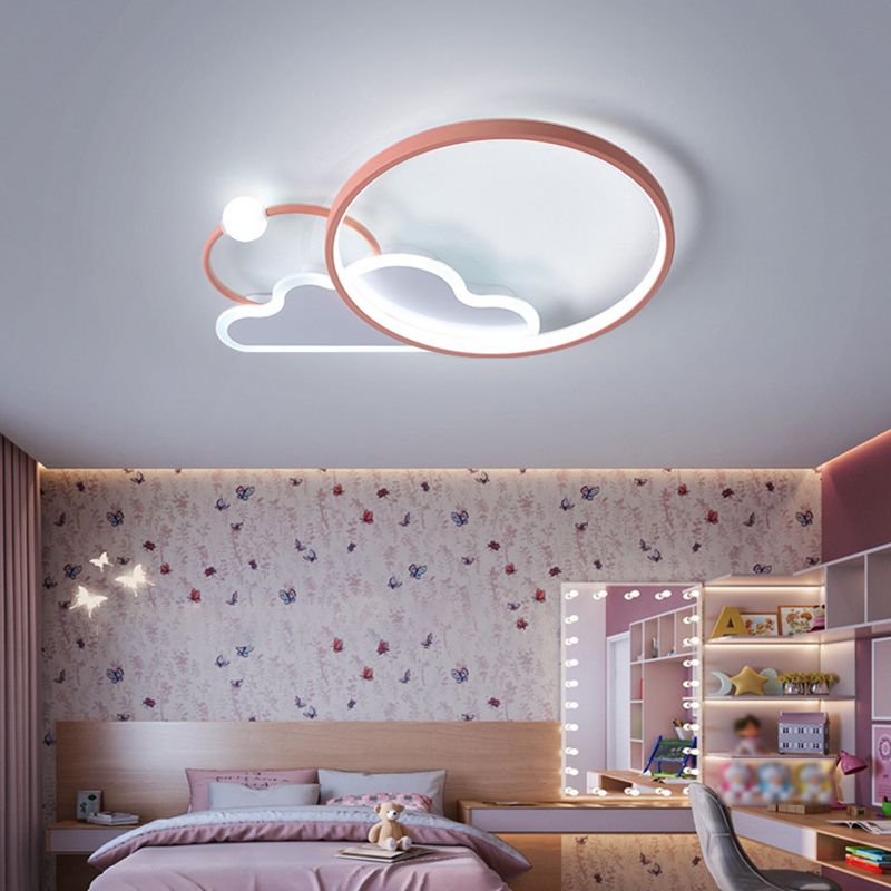 Cloud Shape Metal Flush Light Kid Style 3 Lights Flush Mount Ceiling Lights