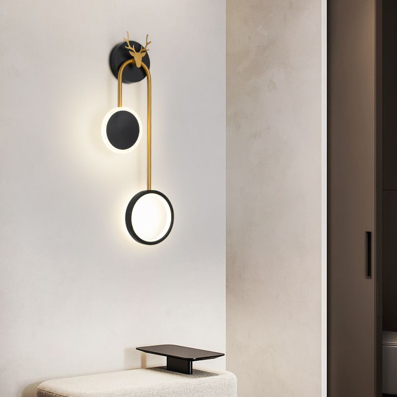 Circle Wall Sconce Lights Lampada da parete moderna Metal 2 Prontoni con pareti leggeri in bianco e nero