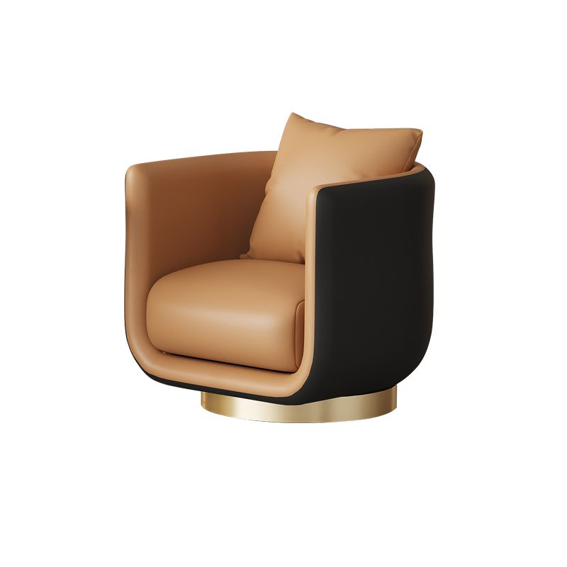 Faux Leather Barrel Chair 29.52" Wide Arms Included Barrel Accent Chair