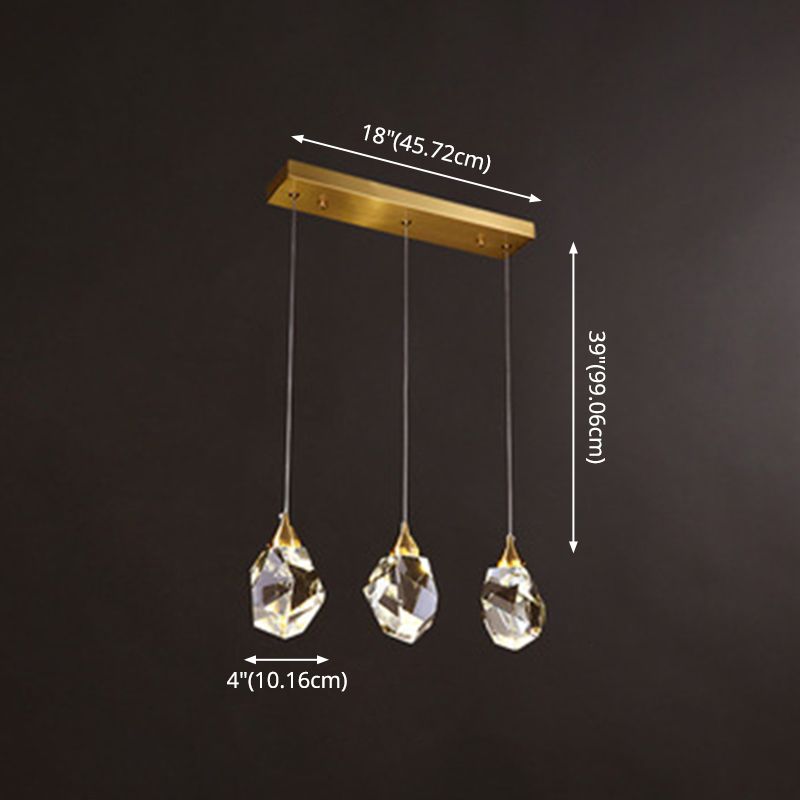 Modern Stone Hanging Ceiling Light Crystal LED Bedroom Suspension Lighting in Gold