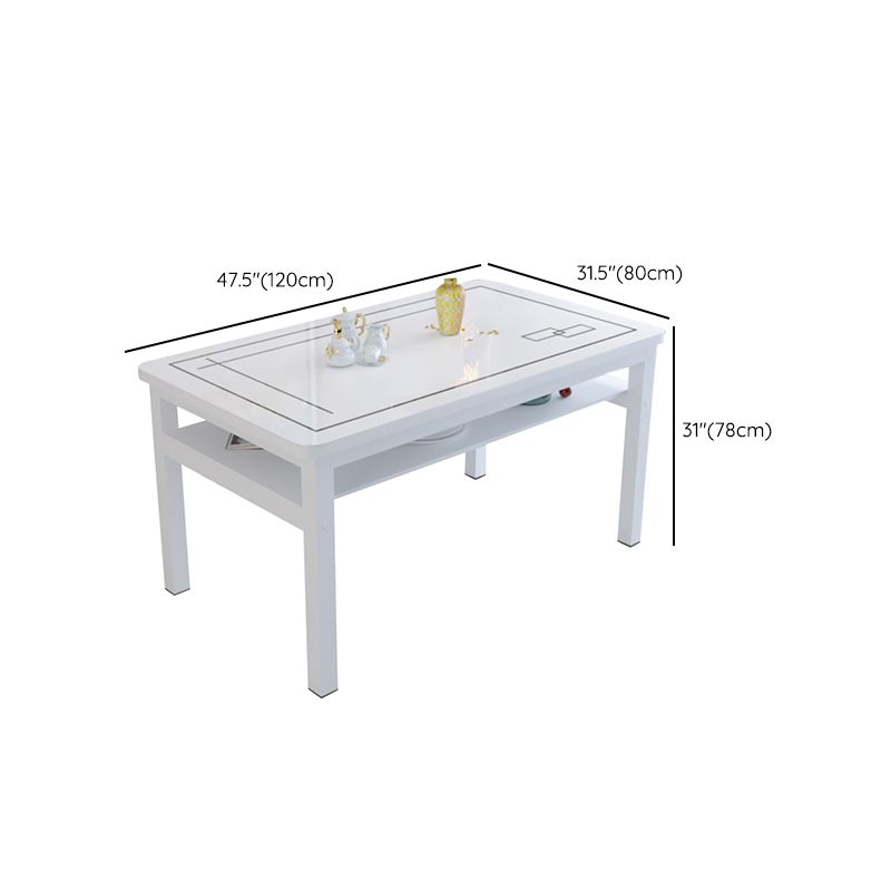 Modern Tempered Glass Desktop Rectangle Dining Table for Dining Room