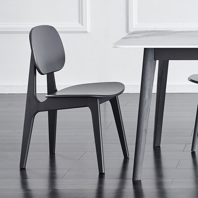 Contemporary Kitchen Dining Chair Open Back Dining Side Chair with Wooden Legs