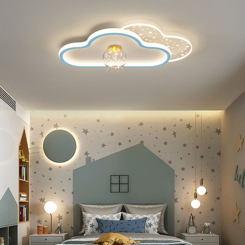 Plafonnier LED en métal de style contemporain, luminaire de plafond en forme de nuage, pour chambre à coucher