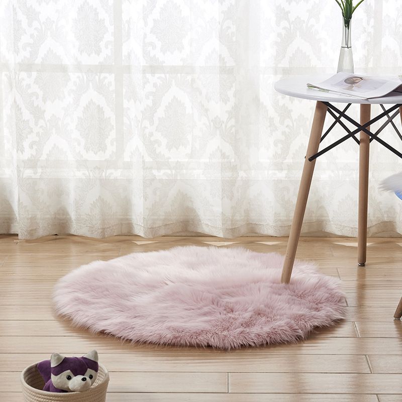 Tapis circulaire en peluche de couleur unie, résistant aux taches, pour la décoration de la maison