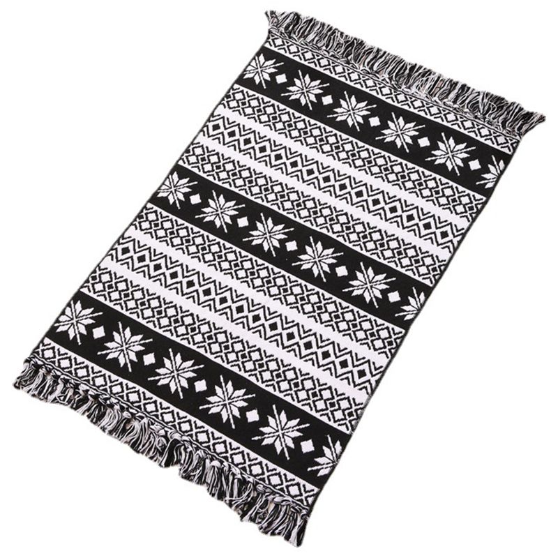 Zwart Boheems tapijt katoen Americana Patroon Area Rug Fringe Indoor Tapijt voor thuisdecoratie