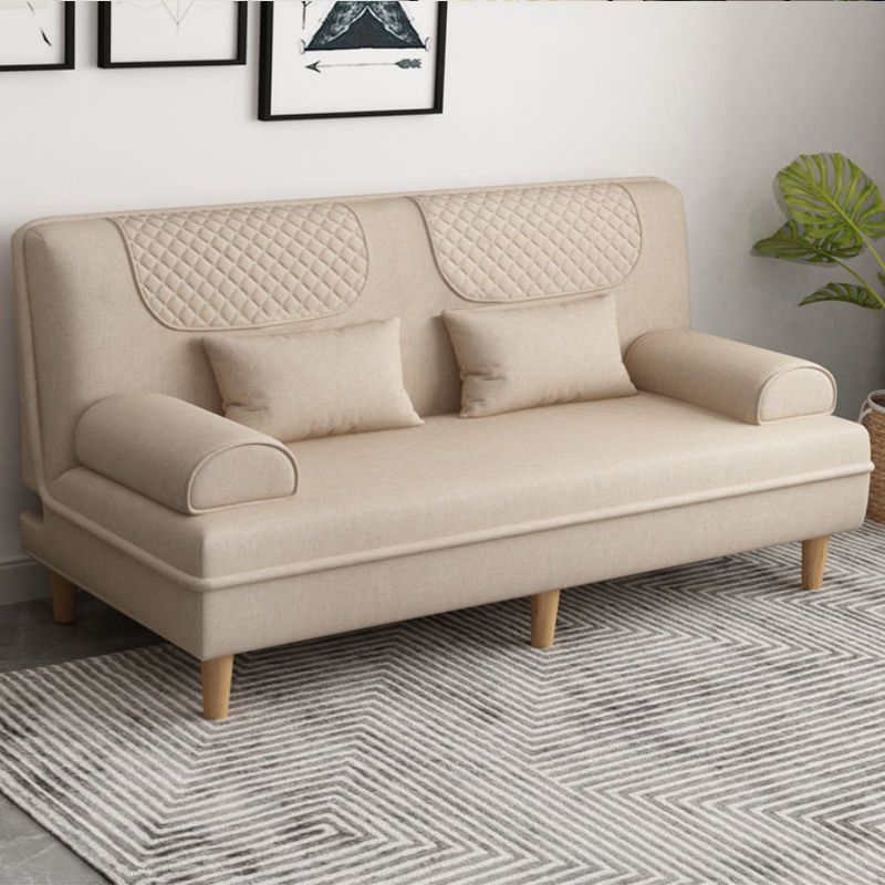 Contemporary Sofa with 2 Pillows Sleeper Recessed Arm Seating