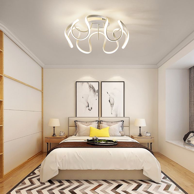 Seamless Curves Acrylic Ceiling Lighting Modern LED Semi Flush Mount Lighting for Bedroom