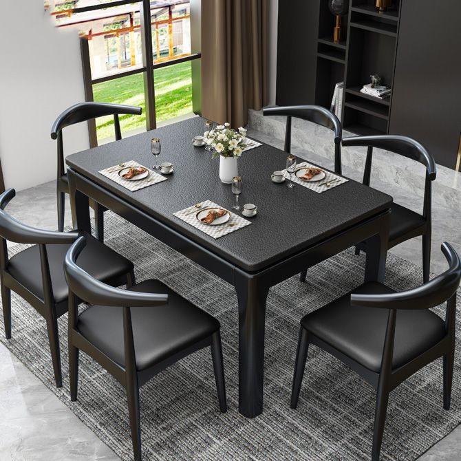 Contemporary Kitchen Dinner Table 4 Legs Solid Wood Dining Table