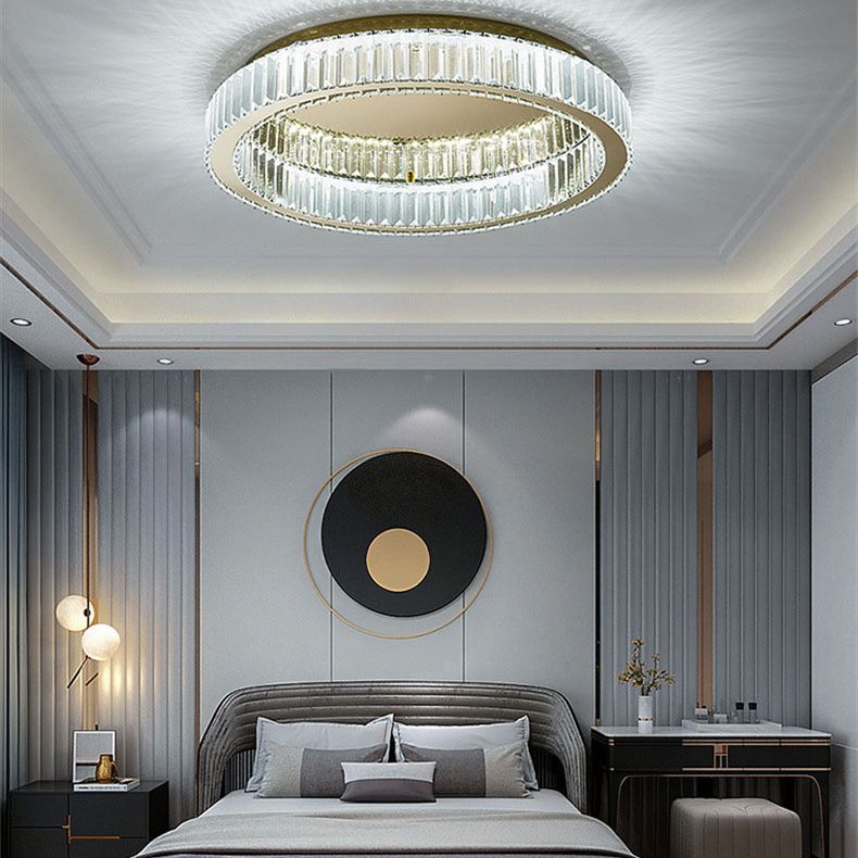 Roestvrijstalen LED-plafondlamp in moderne luxe stijl Kristallen ronde inbouwmontage voor slaapkamer