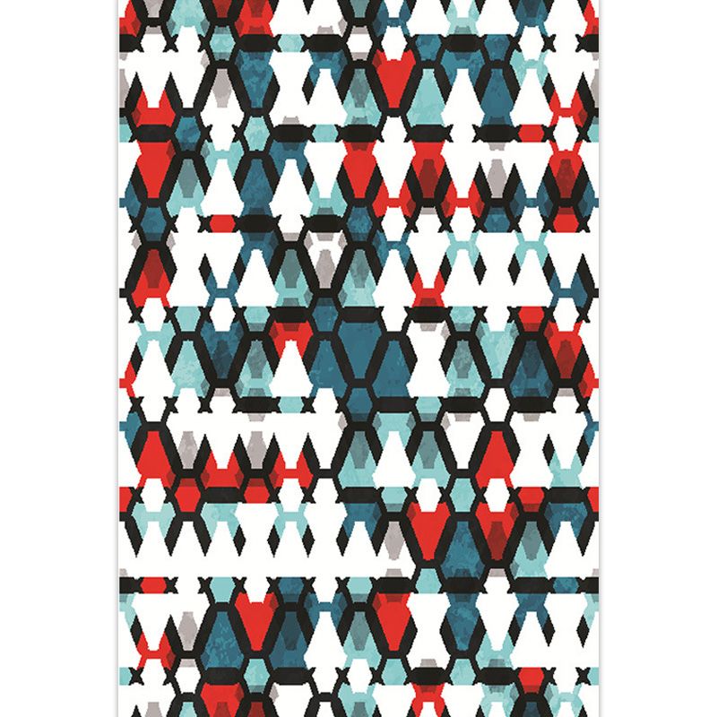 Bohemian Tribal Geometric Pattern Rug Multicolor Polyester Rug Washable Pet Friendly Anti-Slip Carpet for Living Room