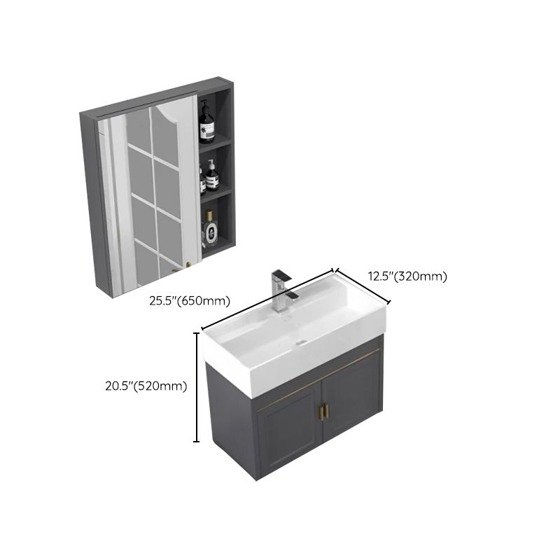 Modern Single Bath Vanity Wall Mount Ceramic Top Bathroom Vanity