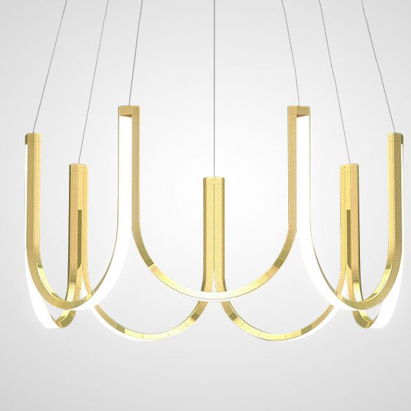 Contemporary Symmetrical Curves Chandelier Lights Aluminum Pendant Ceiling Lights for Living Room