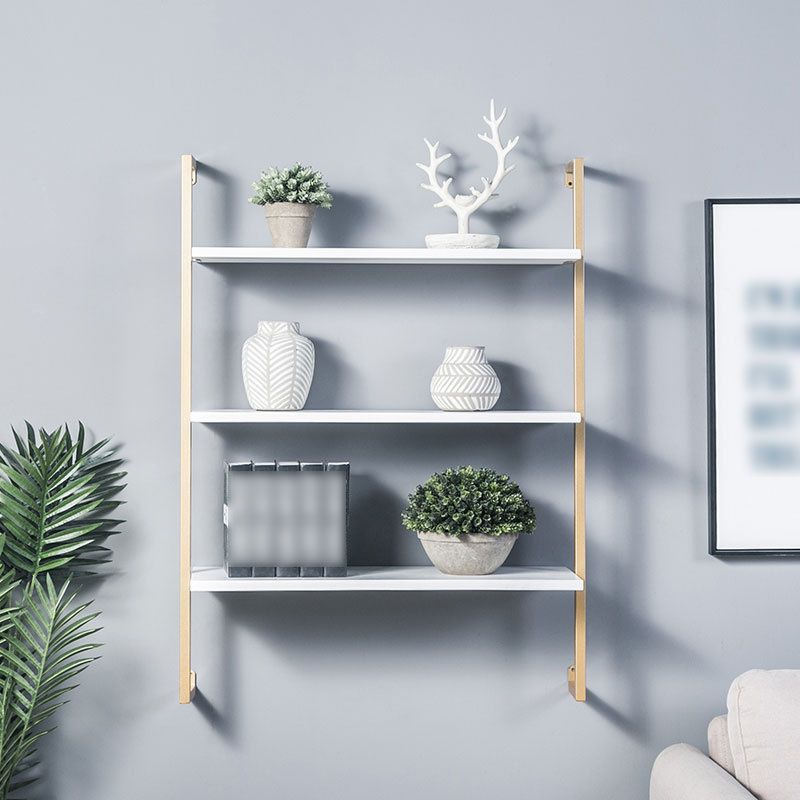 Industrial Wall Unit Bookshelf Metal Frame Solid Wood Shelf Bookshelf
