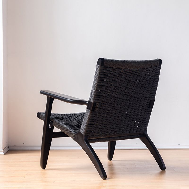 Solid Wood Frame Lounge Chair Arms Included Woven Back Chair