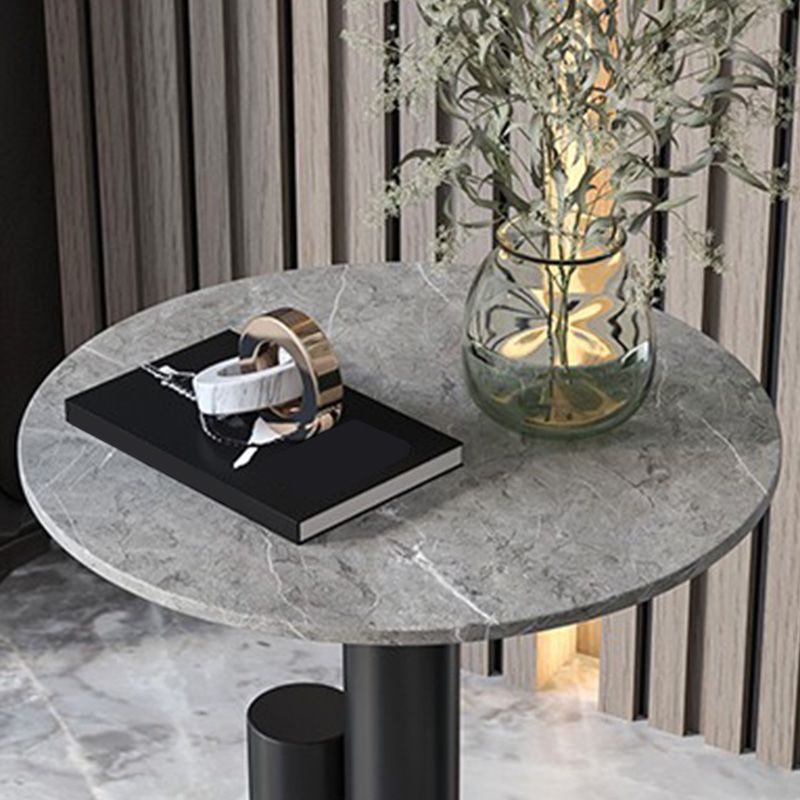 Modern Style Rock Slab Top with Black/gold Metal Work Base Side Table