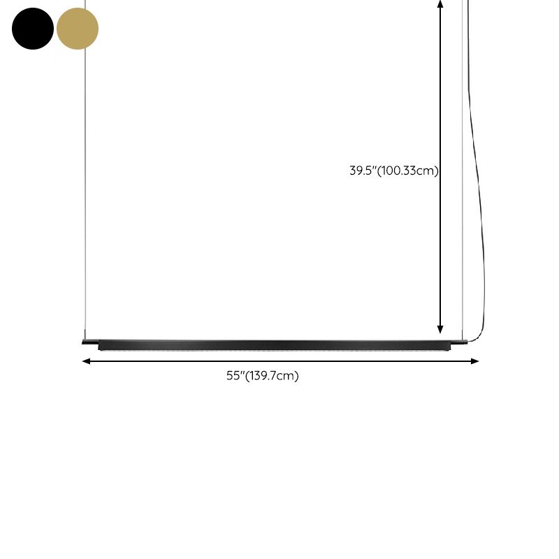 Black / Gold Linear Kitchen Island Fixture Minimalist Metal Ceiling Pendant