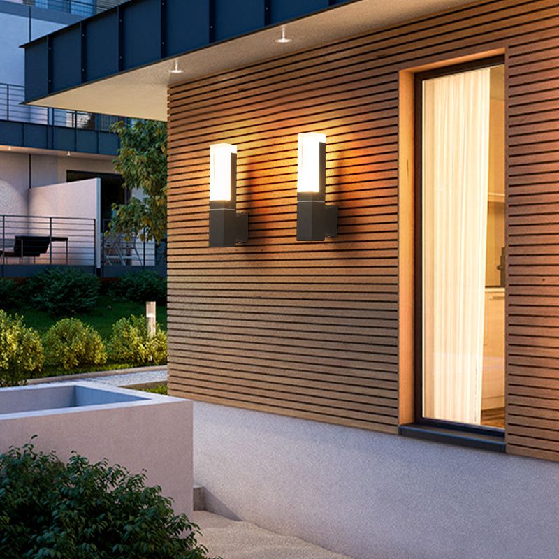Zeitgenössische Aluminiumwand -Wandleuchte im Freien mit schwarzem LED -Wand montiertes Licht