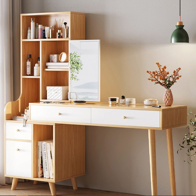 Scandinavian Wood Dressing Table Solid Wood Make-up Vanity with Drawers