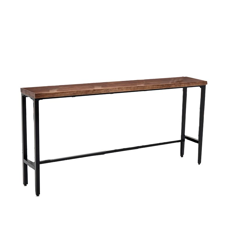 Rectangular Bar-height Table Wood Top Bistro Pub Table with Black Base