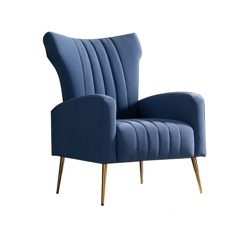 Scandinavian Accent Chair Velvet Wingback Chair with Sewn Pillow Back and Basic Four Legs