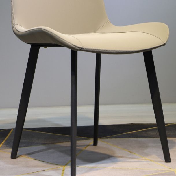 Minimalist Style Faux Leather Dining Chairs Solid Back Armless Side Chairs (Set of 2)