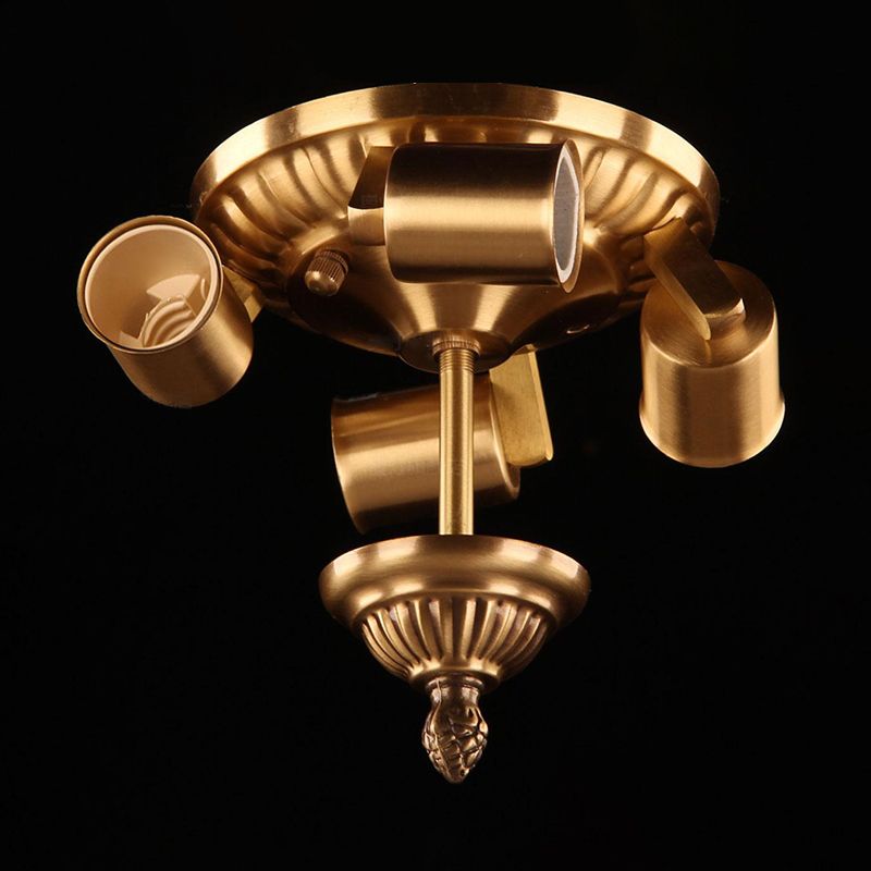 Bowl Flush Mount Ceiling Light Classic Brass Frost Glass Flush Light Fixture for Living Room