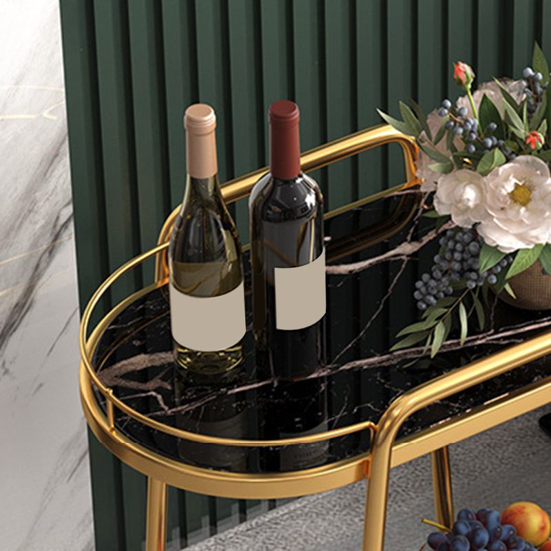 24.41"W Rolling Contemporary Prep Table Metal Prep Table with Towel Rack