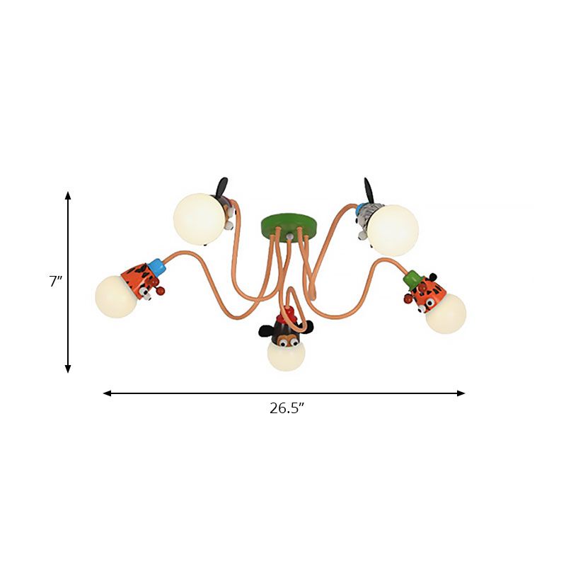 Diervormig plafondarmatuur Cartoon stijl metalen meerkleurige hanglamp voor de kleuterschool