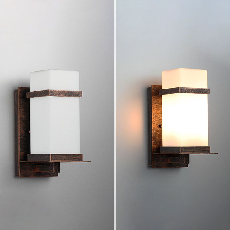 Modern Simple Style Retangular Shade Wall Sconce LED Metal 1 Light Sconces in Black Finish