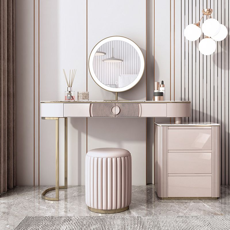 Modern White Vanity Desk with 5 Storage Drawers 15.74" Wide Wood Vanity Set