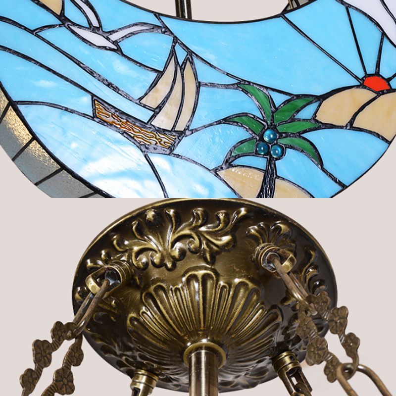 Luce a sospensione di luna blu appeso moderno lampadario nautico moderno con catena di metallo regolabile