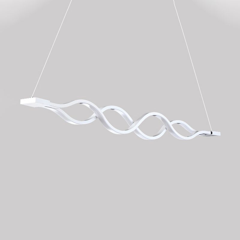 25.5"/39" Wide White Wavy Suspension Light Modern LED Acrylic Ceiling Pendant over Island in Warm/White/Natural Light