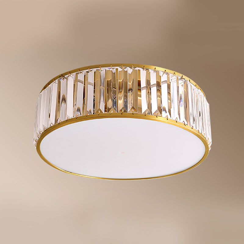 Luz de techo dorada y cobre en montaje empotrado circular de cristal estilo colonial de lujo para espacios interiores