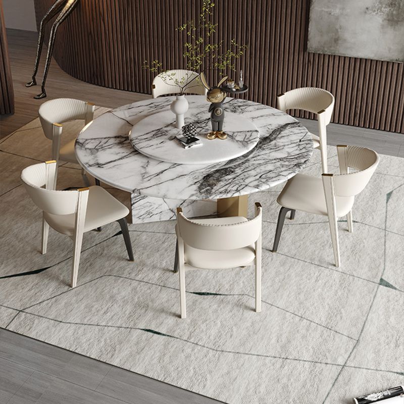 Round Dining Table Set 1/7/9 Pcs Marble Dining Table and Chair Chairs