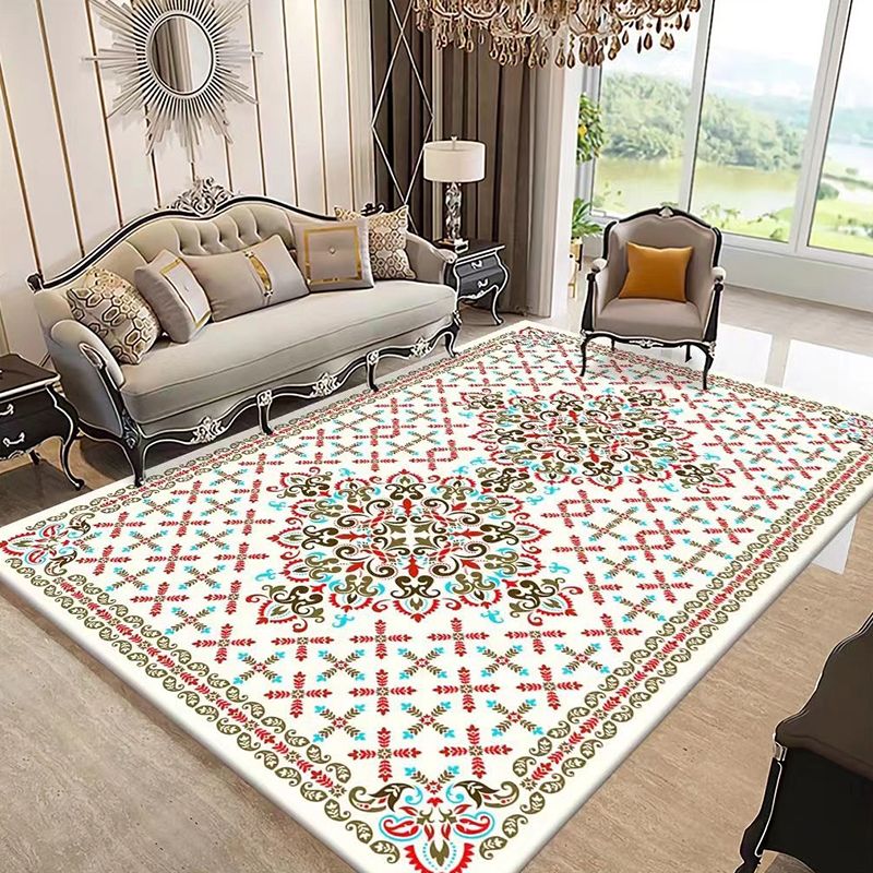 Dark Brown Modern Rug Polyester Graphic Indoor Rug Non-Slip Backing Rug for Sitting Room