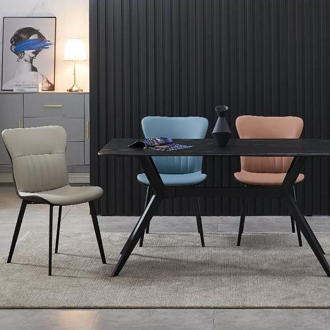 Sillas de comedor contemporáneas, silla sin brazos con patas de metal para cocina