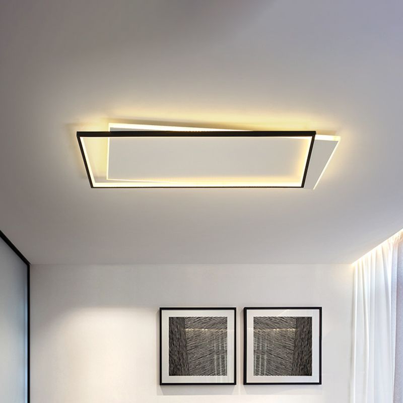 Iluminación de techo LED negra acrílica Simplicity de montaje empotrado doble redondo/cuadrado/rectangular en luz cálida/blanca