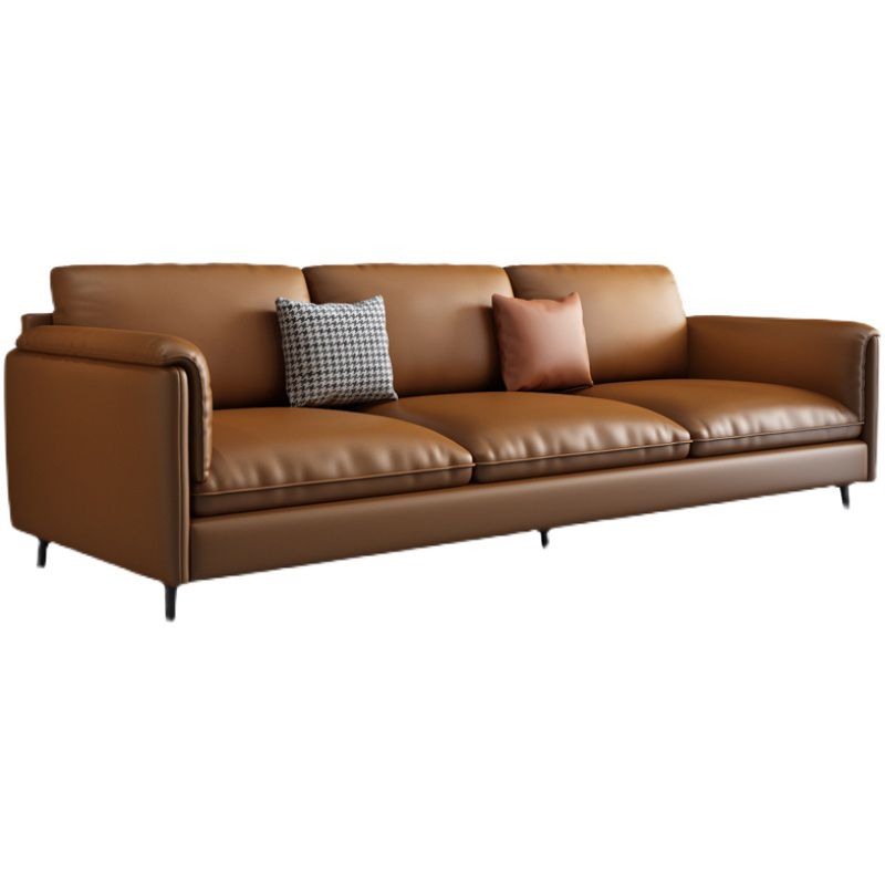 Sofá rectangular con almohada y asiento de esponja lleno de cojines de cuero de imitación