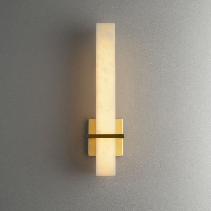 White Rectangle LED Wall Sconce Minimalistic Marble Wall Mounted Light for Aisle