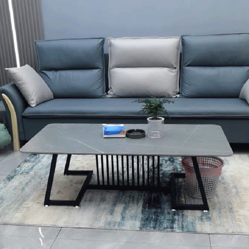 Rectangular Slate 1 Single Coffee Table 17.7-In High Frame Cocktail Table