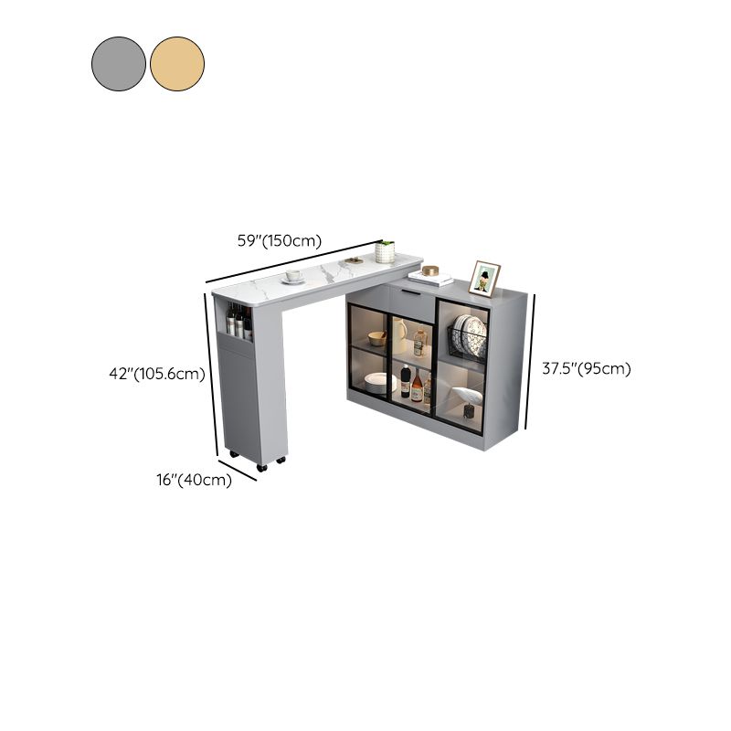 Contemporary Style Stone Rectangle Bar Height Table for Living Room