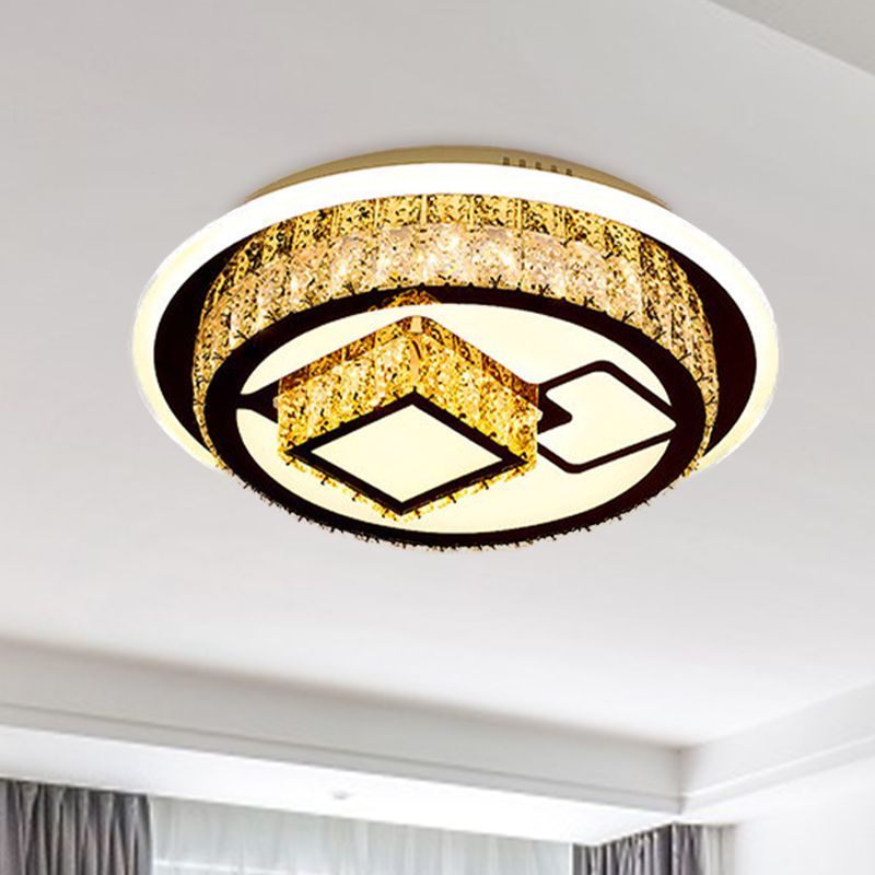 LED Flush Mount Ceiling Light Modern Loving Heart/Flower/Mushroom 2-Tier Crystal Inlaid Flushmount Lighting in Chrome
