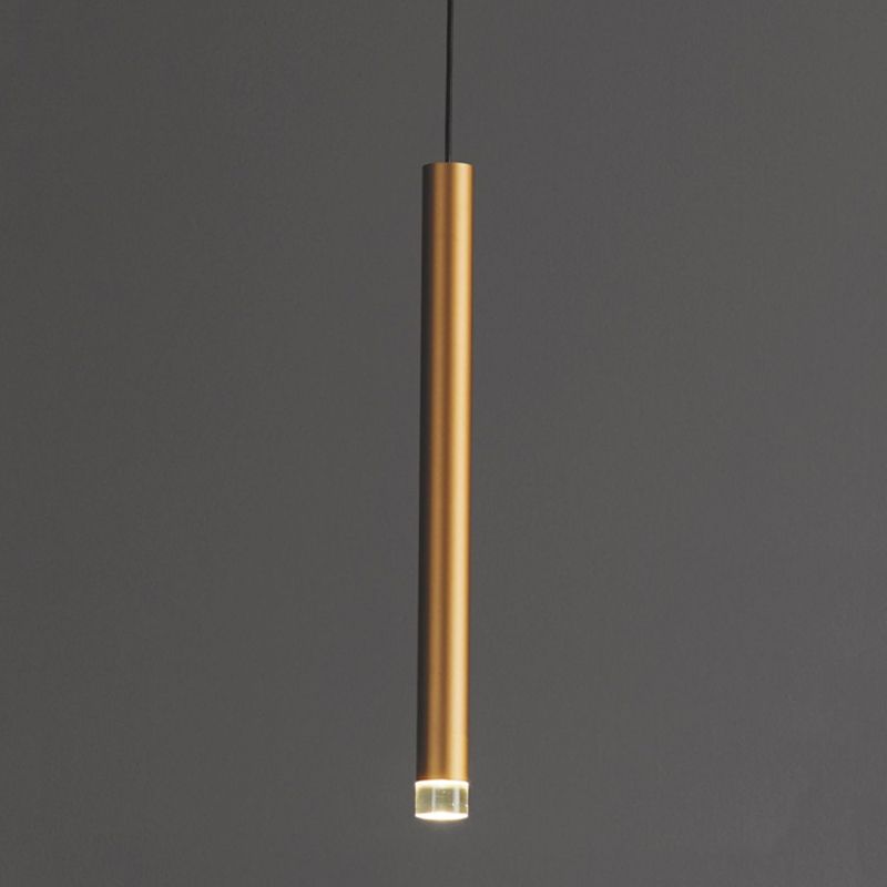 Gold Tube Hanging Pendant Light Minimalist-Style LED Metal Ceiling Pendant Light
