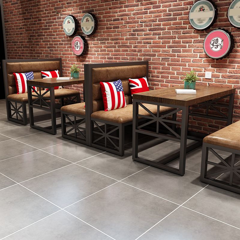 Industrial Solid Wood Dinner Room Kitchen Table Brown Trestle Base Table for Dinning Room