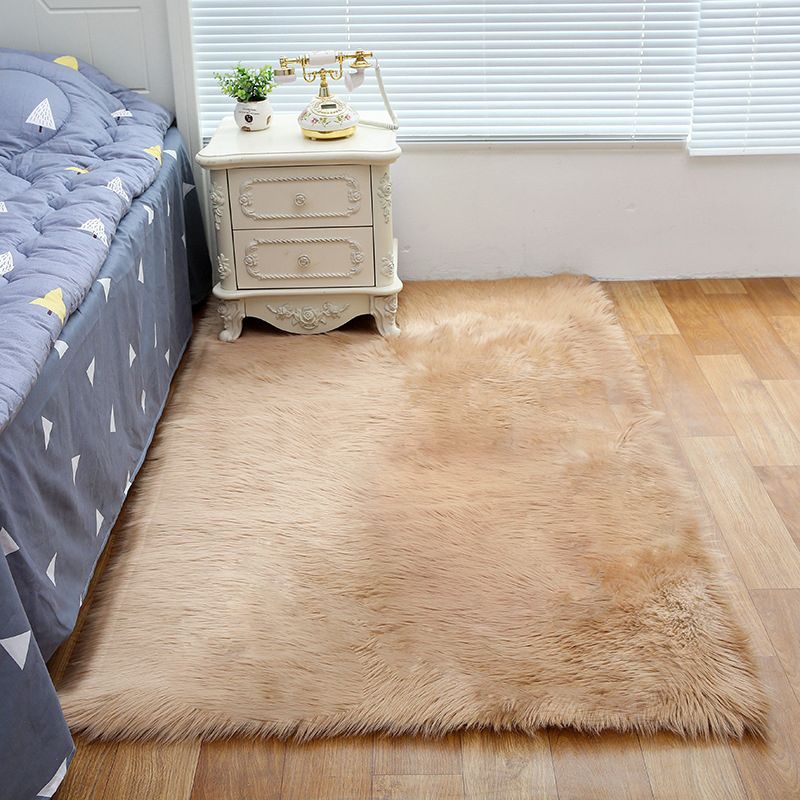 Shag Plain Rug Multi Color Simple Area Carpet Polypropylene Washable Anti-Slip Stain Resistant Rug for Room