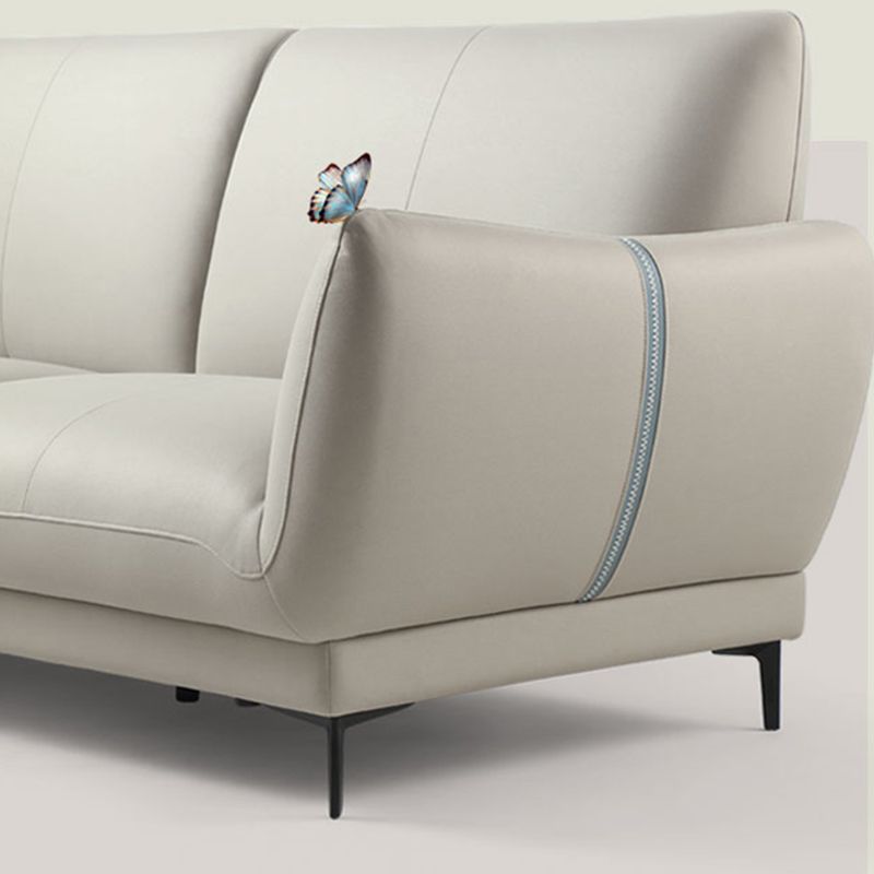 Light-grey and Blue-Gray Seating Cushions Standard Faux Leather Sofa
