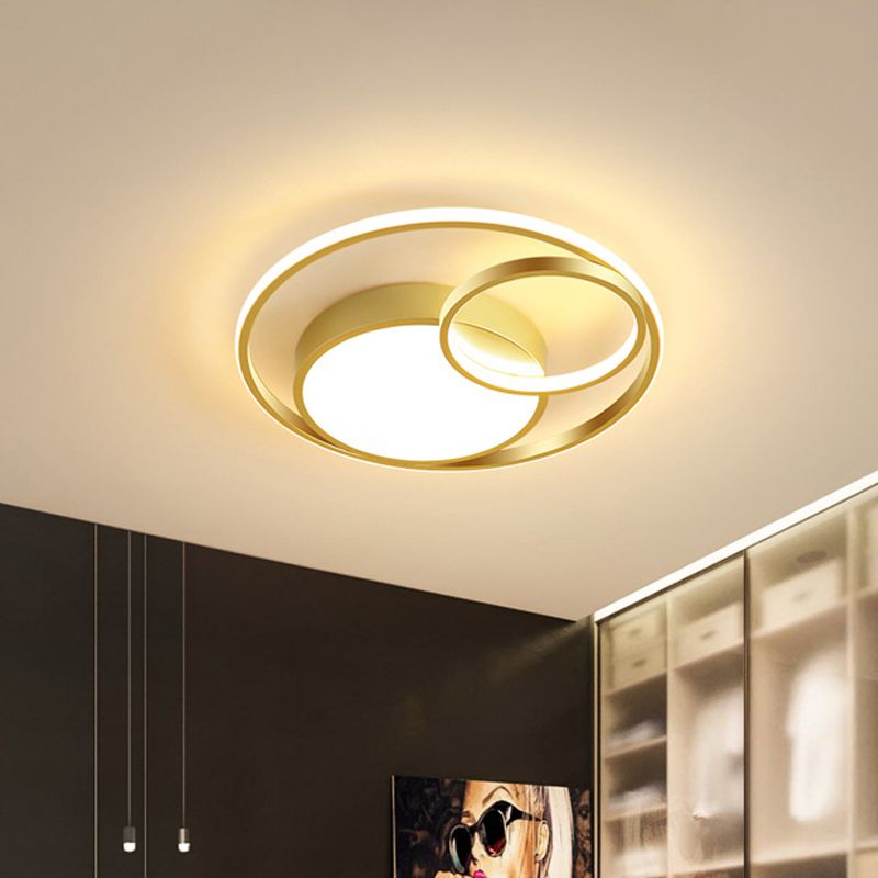 Lampe circulaire encastrée Simple en acrylique, plafonnier LED noir/blanc/or pour dortoir, lumière blanche/3 couleurs