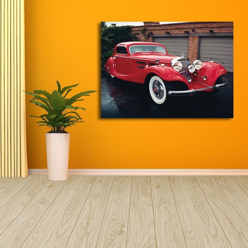 Modernist Photo Classic Car Canvas Print Bright Color Textured Wall Art for Boys Room