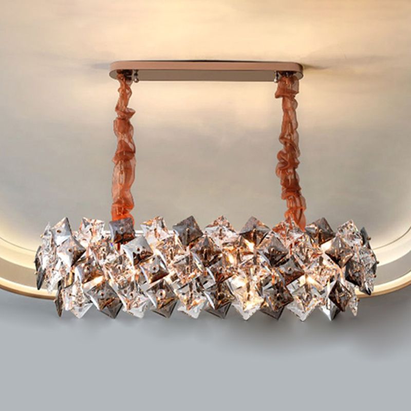 Contemporary Island Lighting Linear Pendant Lighting Chandelier Light Fixtures in Grey