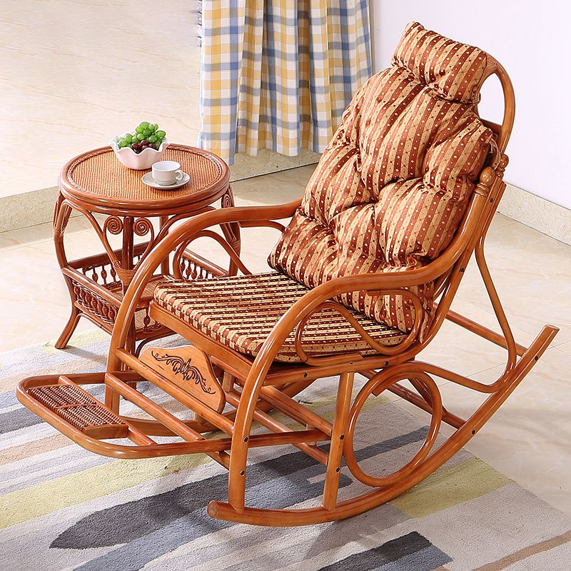22.8" x 45.3" x 37.4" Rocking Chair Brown Rattan Rocker Chair for Living Room